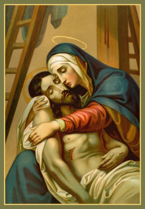 mary holding jesus at death